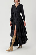 Black Pleat detailed trench dress 94640