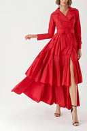 Red Pleat detailed trench dress 94640