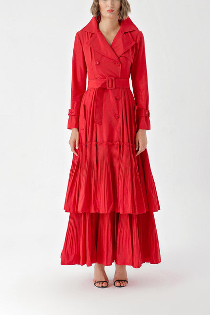 Red Pleat detailed trench dress 94285