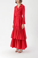 Red Pleat detailed trench dress 94640