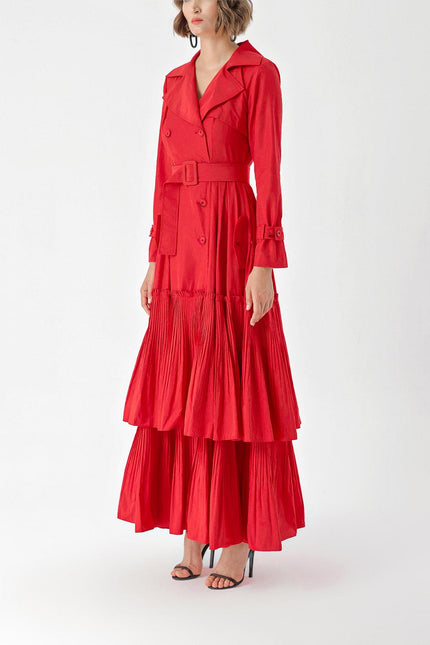 Red Pleat detailed trench dress 94285