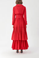 Red Pleat detailed trench dress 94640