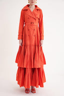 Orange Pleat detailed trench dress 94640