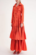 Orange Pleat detailed trench dress 94640
