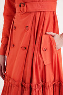 Orange Pleat detailed trench dress 94640
