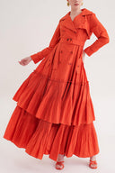 Orange Pleat detailed trench dress 94640