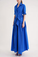 Blue Pleated maxi taffeta dress 94646