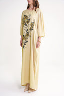 Beige Embroidered detailed loose fit long dress 94648