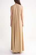 Camel Hair Pleated detailed loose linen dress 94653