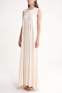 Ecru Pleated detailed loose linen dress 94653