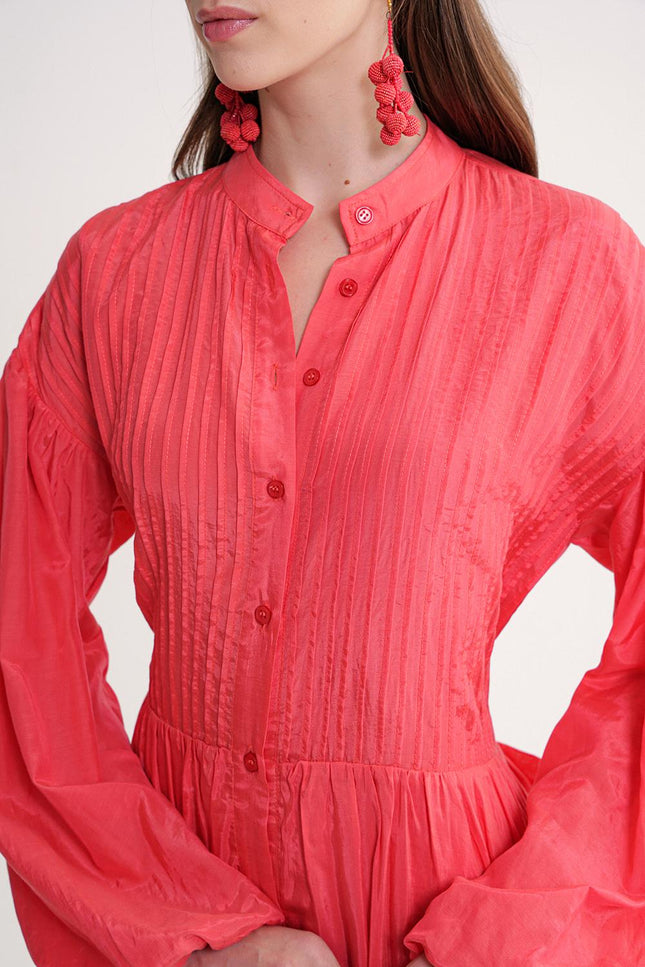 Coral Loose fit dress with special stitching details 94654