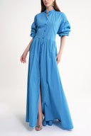 Blue Loose fit dress with special stitching details 94654
