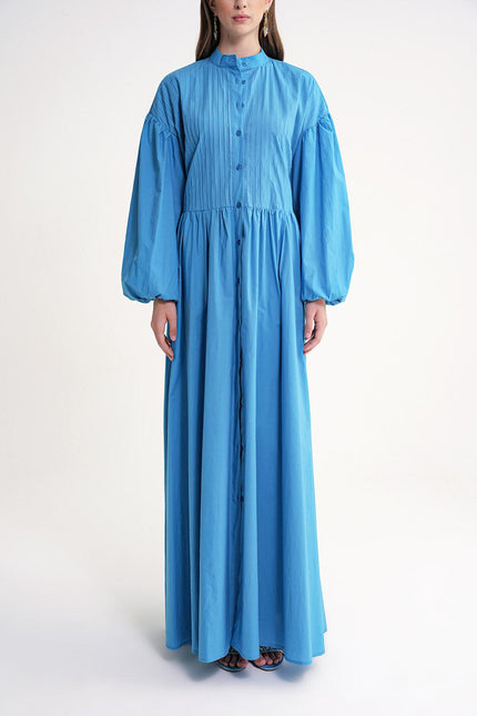 Blue Loose fit dress with special stitching details 94654