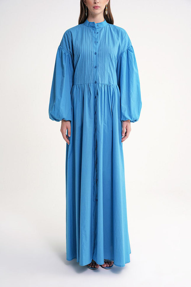 Blue Loose fit dress with special stitching details 94654