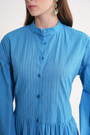 Blue Loose fit dress with special stitching details 94654