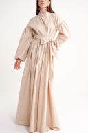 Beige Loose fit dress with special stitching details 94654