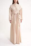 Beige Loose fit dress with special stitching details 94654