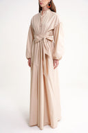 Beige Loose fit dress with special stitching details 94654