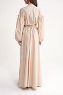 Beige Loose fit dress with special stitching details 94654