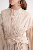 Beige Loose fit dress with special stitching details 94654