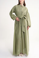 Khaki Loose fit dress with special stitching details 94654