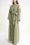 Khaki Loose fit dress with special stitching details 94654