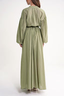 Khaki Loose fit dress with special stitching details 94654