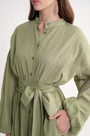 Khaki Loose fit dress with special stitching details 94654