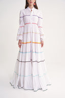 White Loose fit dress with colorful accessory details 94655