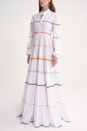 White Loose fit dress with colorful accessory details 94655