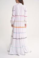 White Loose fit dress with colorful accessory details 94655