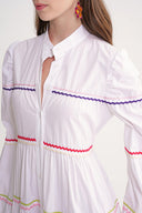 White Loose fit dress with colorful accessory details 94655