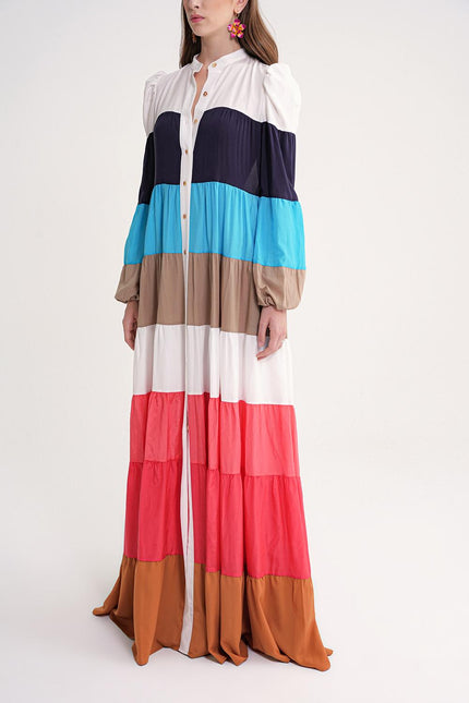 Mixed Colors Loose fit dress with colorful accessory details 94655