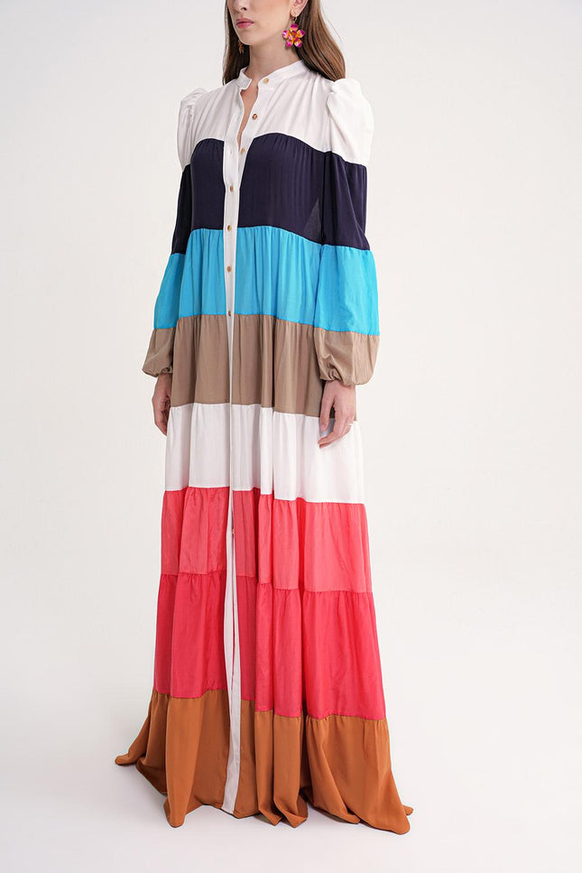 Mixed Colors Loose fit dress with colorful accessory details 94655