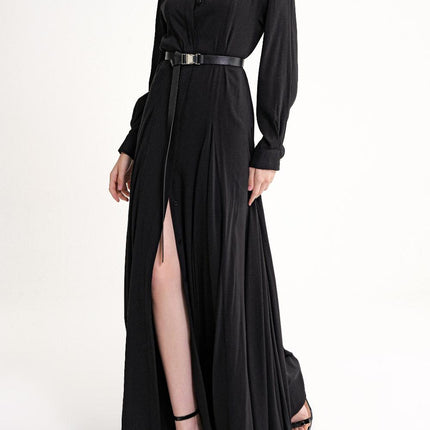 Black Belt detailed long shirt dress 94658