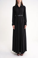 Black Belt detailed long shirt dress 94658