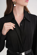 Black Belt detailed long shirt dress 94658