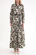 Patterned Belt detailed long shirt dress 94658