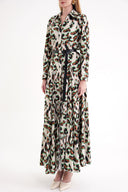 Patterned Belt detailed long shirt dress 94658