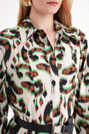 Patterned Belt detailed long shirt dress 94658