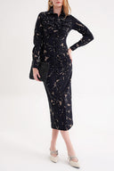 Patterned Slim fit pucker detailed long shirt dress 94664