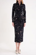 Patterned Slim fit pucker detailed long shirt dress 94664