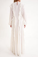 White pleated long dress 94665