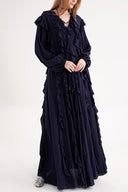 Navy Blue pleated long dress 94665
