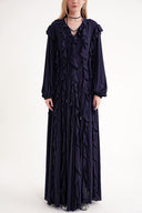 Navy Blue pleated long dress 94665