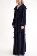 Navy Blue pleated long dress 94665