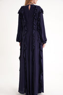 Navy Blue pleated long dress 94665