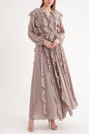 Gray pleated long dress 94665