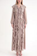 Gray pleated long dress 94665