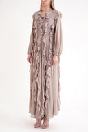 Gray pleated long dress 94665